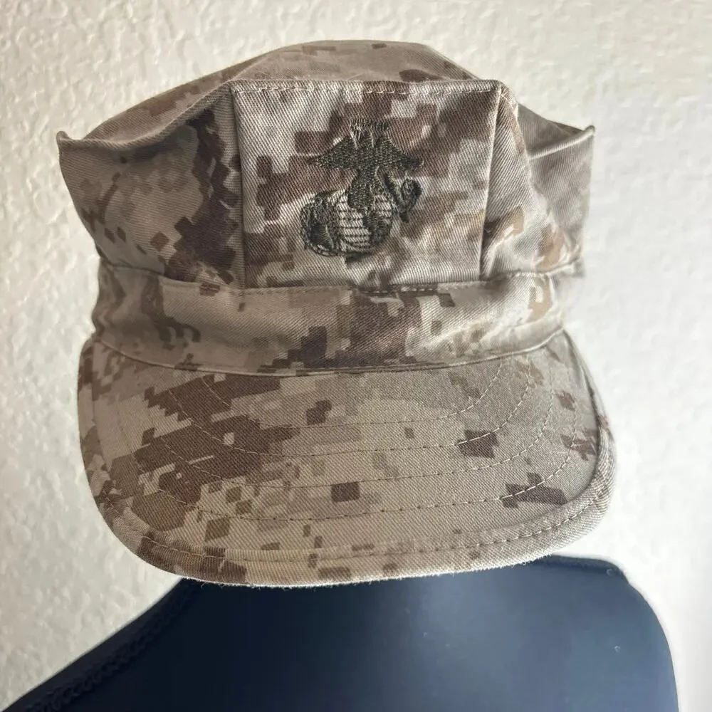 USMC Desert MARPAT Garrison Cap Digital Camo EGA Emblem Marine Corps